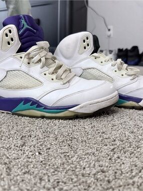 Jordan 5 Retro White Purple Teal Sneakers